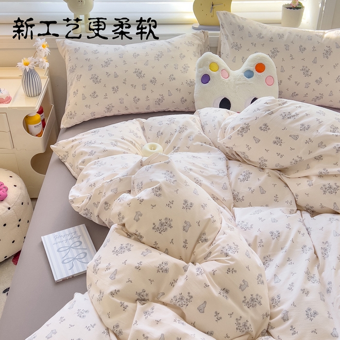 （总）小竹棉水洗棉木棉双层纱单品被套四件套仿全棉