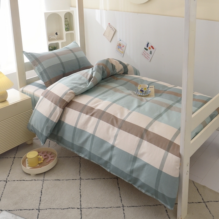 91家纺网 家纺一手货源 找家纺 （总）茗婷家纺 2025款13372纯棉全棉宿舍上下铺学生三件套六件套