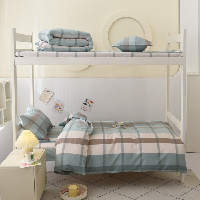 91家纺网 家纺一手货源 找家纺 （总）茗婷家纺 2025款13372纯棉全棉宿舍上下铺学生三件套六件套