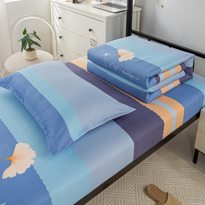 91家纺网 家纺一手货源 找家纺 上学郎家居 2025新款学生宿舍130克加厚磨毛三件套 枫叶情