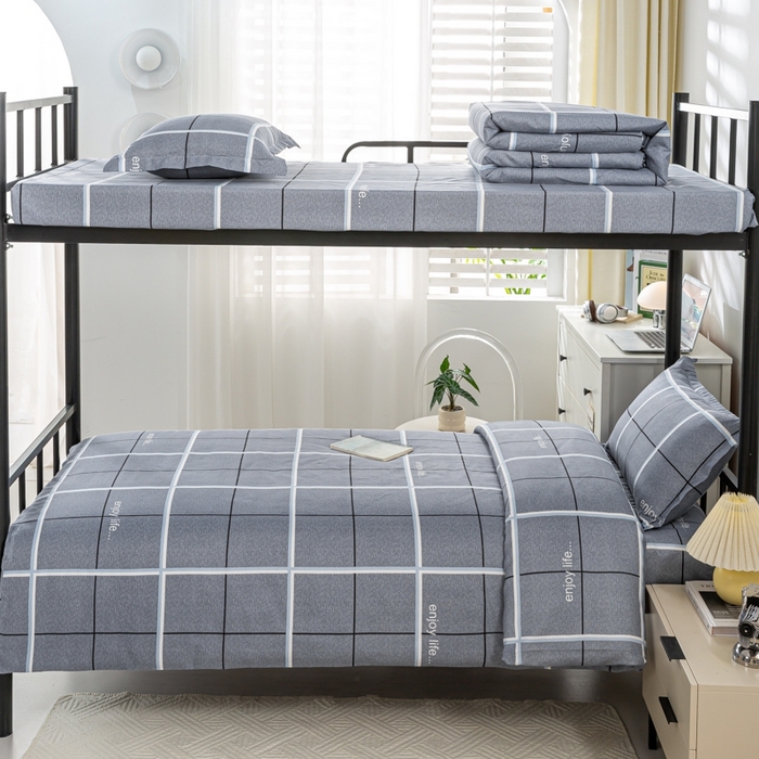 91家纺网 家纺一手货源 找家纺 上学郎家居 2025新款学生宿舍130克加厚磨毛三件套 轨迹