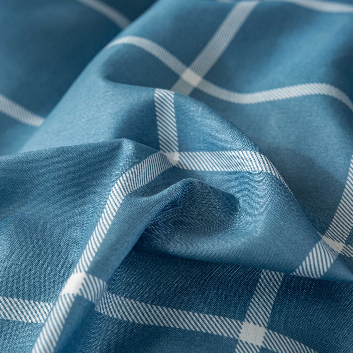 91家纺网 家纺一手货源 找家纺 上学郎家居 2025新款学生宿舍130克加厚磨毛三件套 海蓝大格