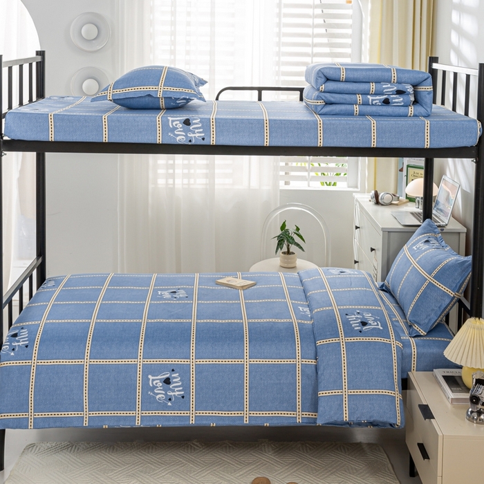 91家纺网 家纺一手货源 找家纺 上学郎家居 2025新款学生宿舍130克加厚磨毛三件套 恋语格-兰