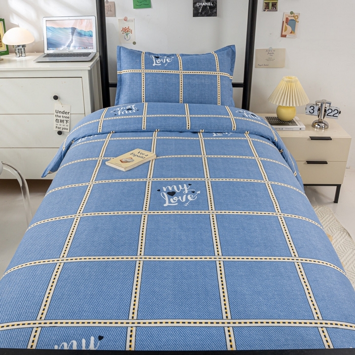 91家纺网 家纺一手货源 找家纺 上学郎家居 2025新款学生宿舍130克加厚磨毛三件套 恋语格-兰