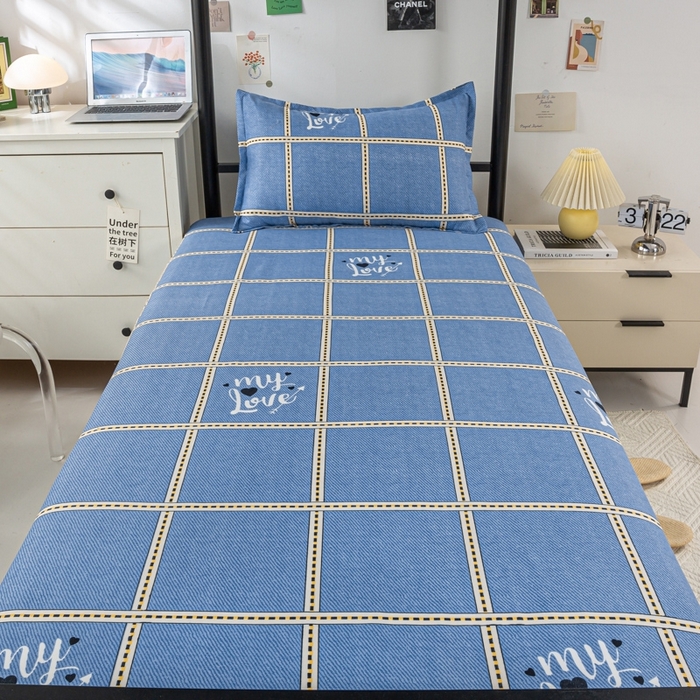 91家纺网 家纺一手货源 找家纺 上学郎家居 2025新款学生宿舍130克加厚磨毛三件套 恋语格-兰