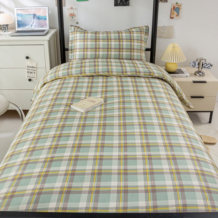 91家纺网 家纺一手货源 找家纺 上学郎家居 2025新款学生宿舍130克加厚磨毛三件套 莫妮卡绿