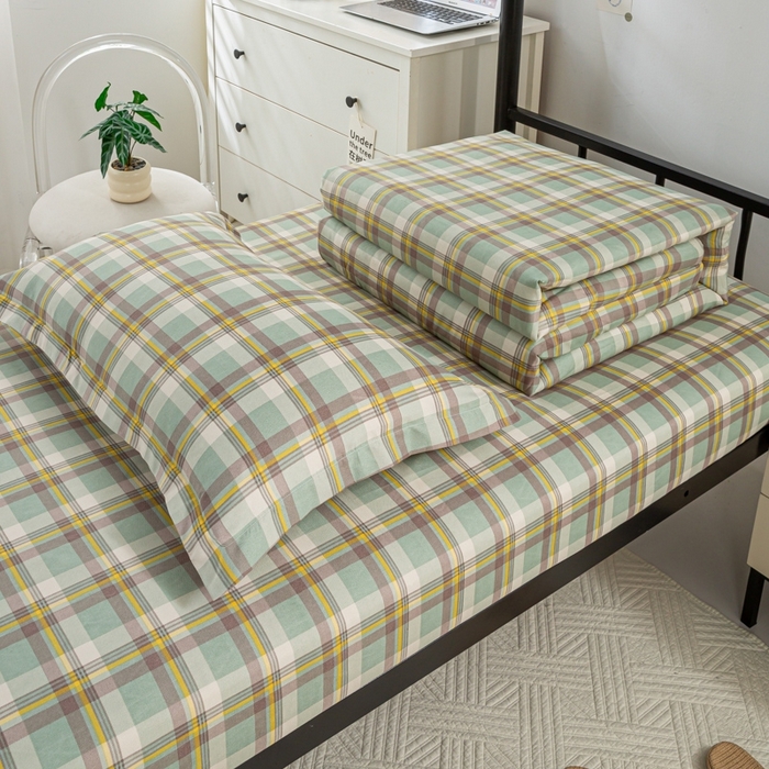 91家纺网 家纺一手货源 找家纺 上学郎家居 2025新款学生宿舍130克加厚磨毛三件套 莫妮卡绿