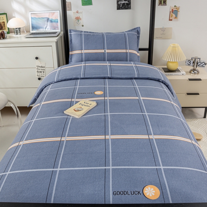 91家纺网 家纺一手货源 找家纺 上学郎家居 2025新款学生宿舍130克加厚磨毛三件套 苏格