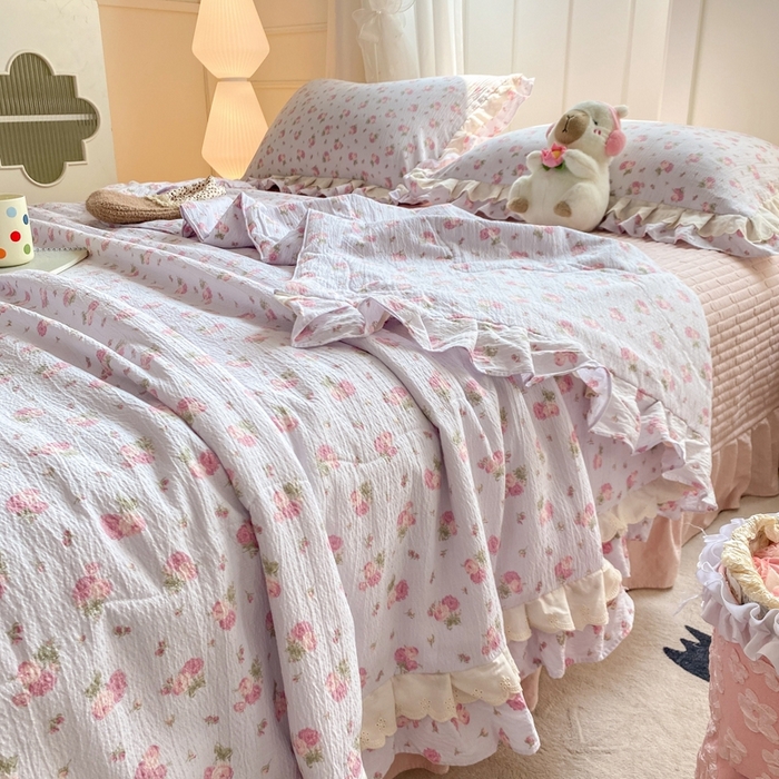91家纺网 家纺一手货源 找家纺 富之航家纺 2025直播爆款公主风床盖夏被四件套 露丝