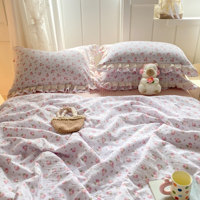 91家纺网 家纺一手货源 找家纺 富之航家纺 2025直播爆款公主风床盖夏被四件套 露丝