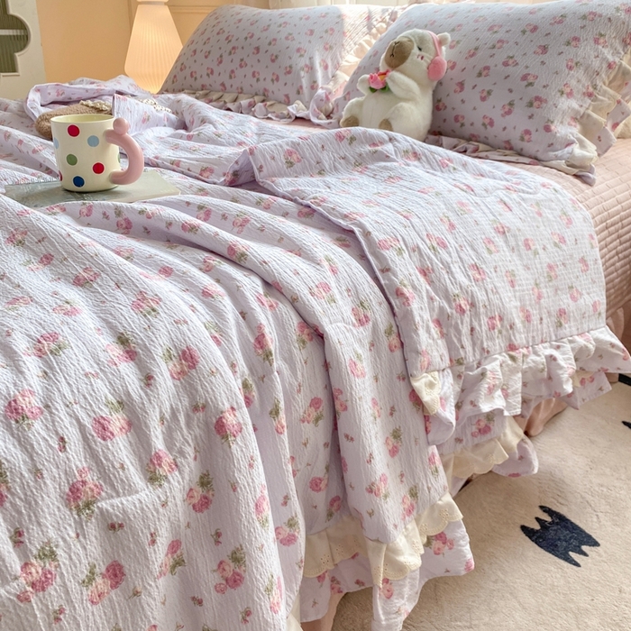 91家纺网 家纺一手货源 找家纺 富之航家纺 2025直播爆款公主风床盖夏被四件套 露丝