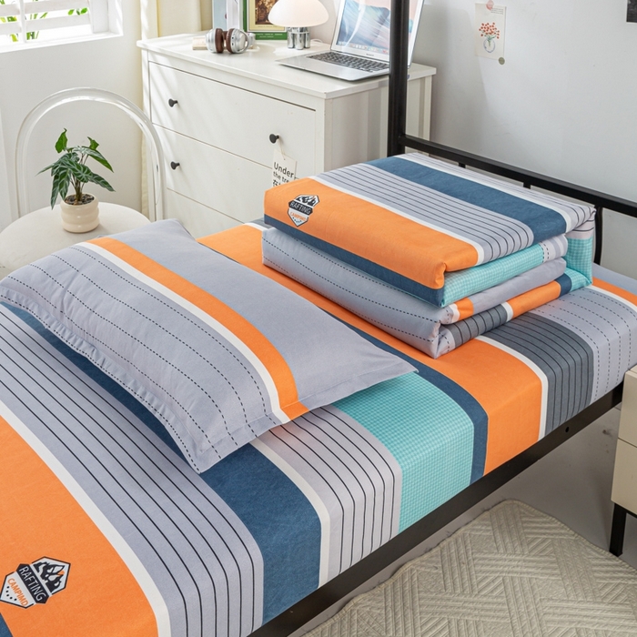 91家纺网 家纺一手货源 找家纺 上学郎家居 2025新款学生宿舍130克加厚磨毛三件套 以利沙