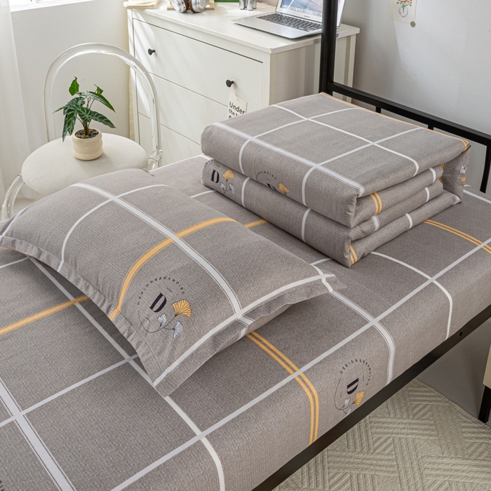 91家纺网 家纺一手货源 找家纺 上学郎家居 2025新款学生宿舍130克加厚磨毛三件套 优佳格-咖