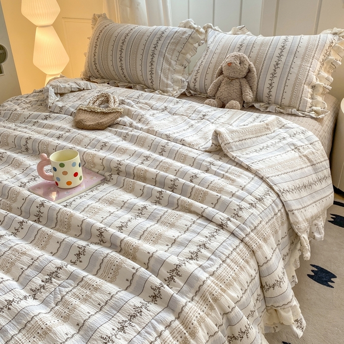 91家纺网 家纺一手货源 找家纺 富之航家纺 2025直播爆款公主风床盖夏被四件套 小城故事