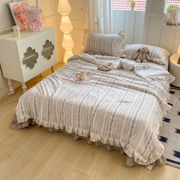 91家纺网 家纺一手货源 找家纺 富之航家纺 2025直播爆款公主风床盖夏被四件套 小城故事