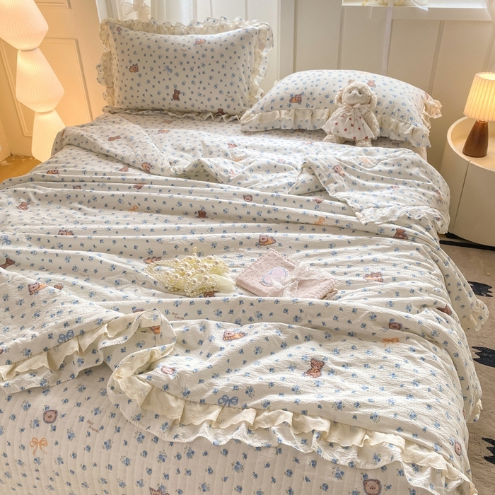 91家纺网 家纺一手货源 找家纺 富之航家纺 2025直播爆款公主风床盖夏被四件套 小兰花