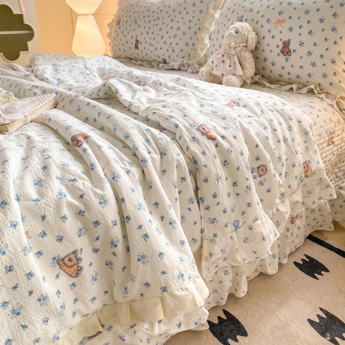 91家纺网 家纺一手货源 找家纺 富之航家纺 2025直播爆款公主风床盖夏被四件套 小兰花