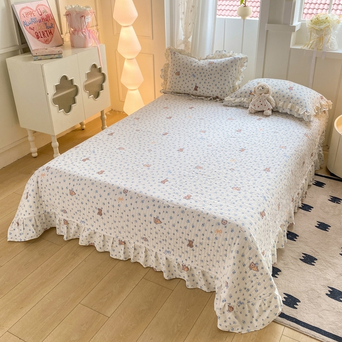 91家纺网 家纺一手货源 找家纺 富之航家纺 2025直播爆款公主风床盖夏被四件套 小兰花