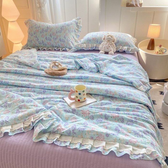 91家纺网 家纺一手货源 找家纺 富之航家纺 2025直播爆款公主风床盖夏被四件套 云水瑶