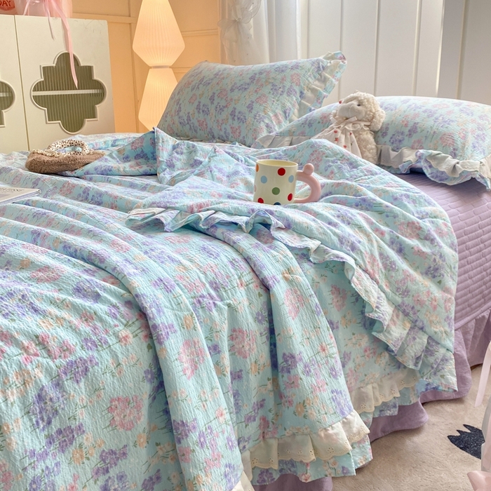 91家纺网 家纺一手货源 找家纺 富之航家纺 2025直播爆款公主风床盖夏被四件套 云水瑶