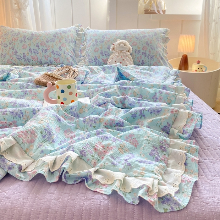 91家纺网 家纺一手货源 找家纺 富之航家纺 2025直播爆款公主风床盖夏被四件套 云水瑶