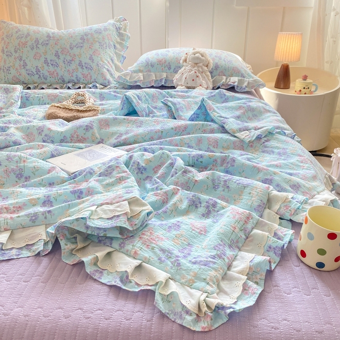 91家纺网 家纺一手货源 找家纺 富之航家纺 2025直播爆款公主风床盖夏被四件套 云水瑶