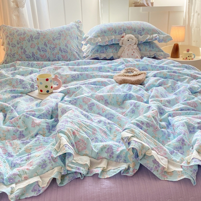 91家纺网 家纺一手货源 找家纺 富之航家纺 2025直播爆款公主风床盖夏被四件套 云水瑶