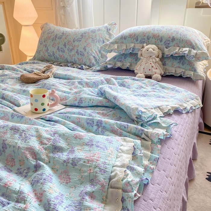 91家纺网 家纺一手货源 找家纺 富之航家纺 2025直播爆款公主风床盖夏被四件套 云水瑶