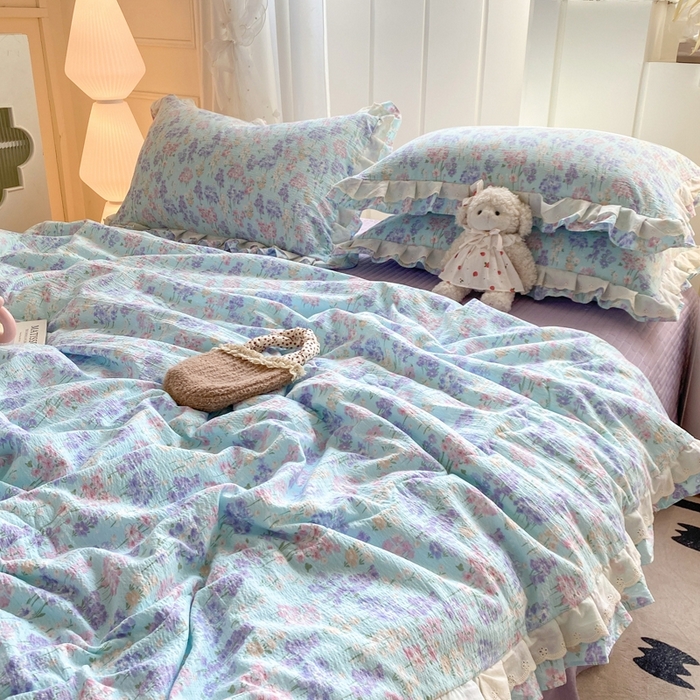 91家纺网 家纺一手货源 找家纺 富之航家纺 2025直播爆款公主风床盖夏被四件套 云水瑶