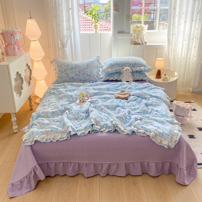 91家纺网 家纺一手货源 找家纺 富之航家纺 2025直播爆款公主风床盖夏被四件套 云水瑶