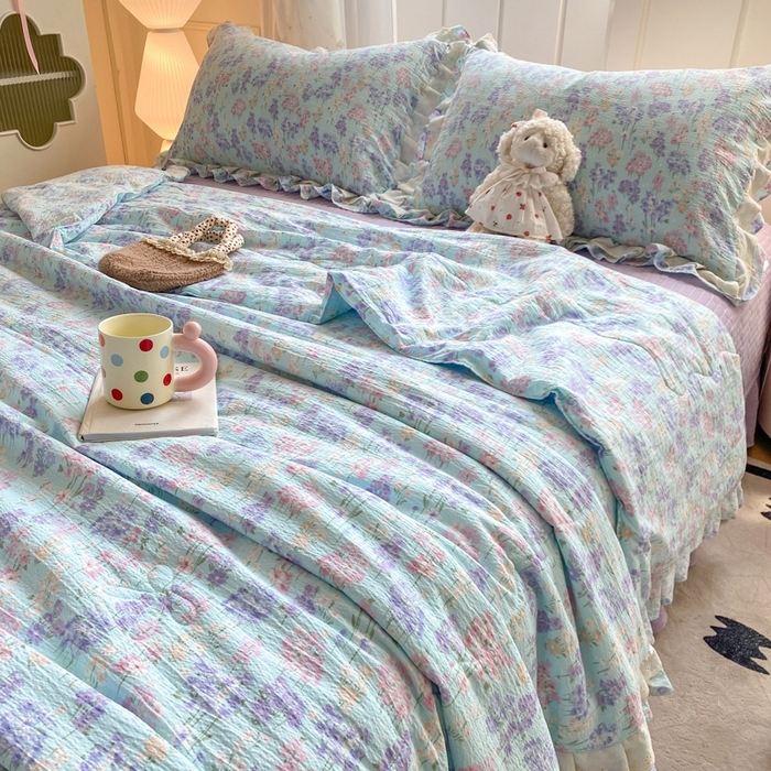 91家纺网 家纺一手货源 找家纺 富之航家纺 2025直播爆款公主风床盖夏被四件套 云水瑶