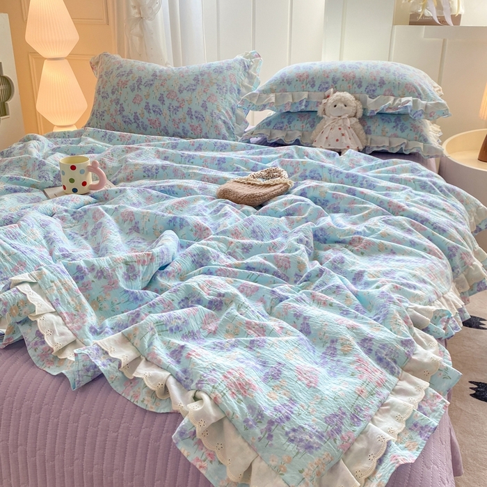 91家纺网 家纺一手货源 找家纺 富之航家纺 2025直播爆款公主风床盖夏被四件套 云水瑶