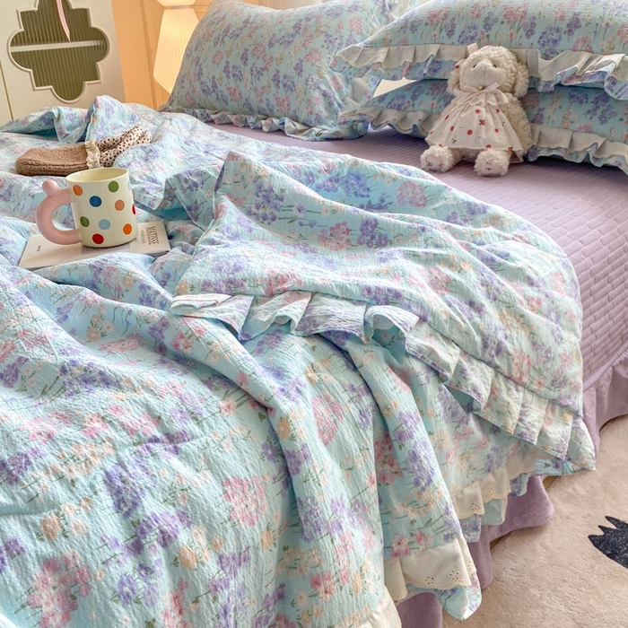 91家纺网 家纺一手货源 找家纺 富之航家纺 2025直播爆款公主风床盖夏被四件套 云水瑶