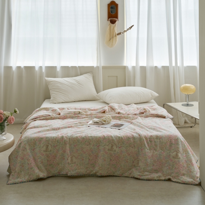 91家纺网 家纺一手货源 找家纺 （总）洋铭区（原狠狠爱） 2025新款贝壳彩边双层纱夏被被子被芯