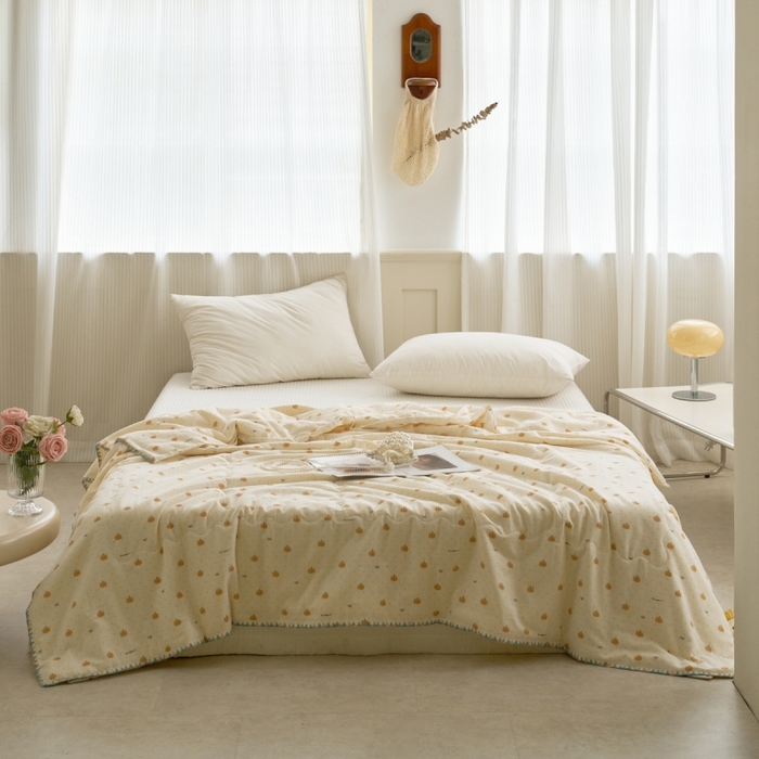 91家纺网 家纺一手货源 找家纺 （总）洋铭区（原狠狠爱） 2025新款贝壳彩边双层纱夏被被子被芯