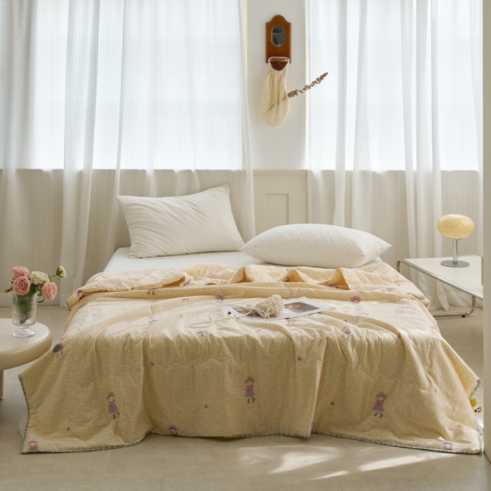 91家纺网 家纺一手货源 找家纺 （总）洋铭区（原狠狠爱） 2025新款贝壳彩边双层纱夏被被子被芯