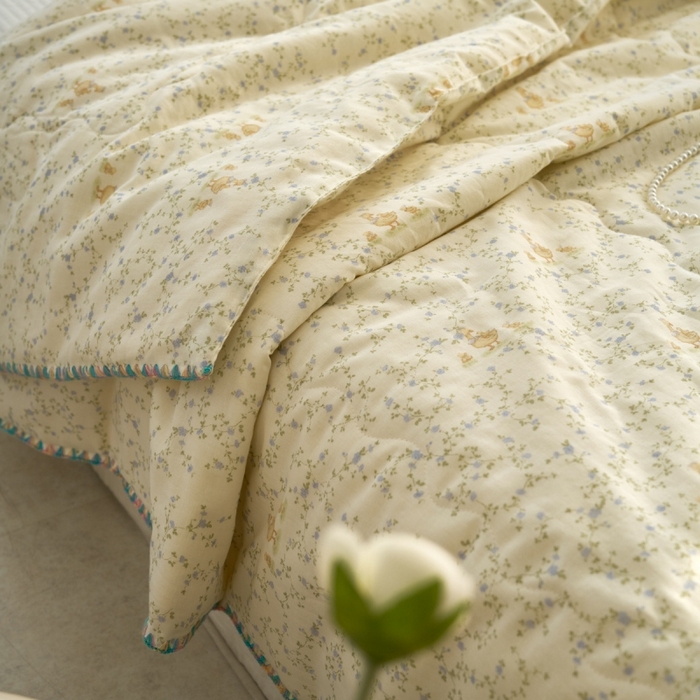 91家纺网 家纺一手货源 找家纺 洋铭区（原狠狠爱） 2025新款贝壳彩边双层纱夏被被子被芯 兰花鸭鸭