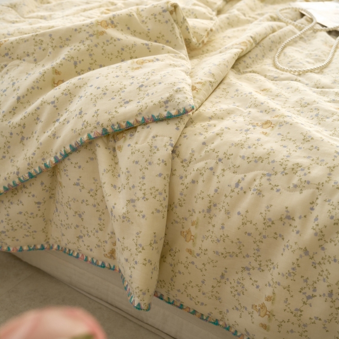 91家纺网 家纺一手货源 找家纺 洋铭区（原狠狠爱） 2025新款贝壳彩边双层纱夏被被子被芯 兰花鸭鸭