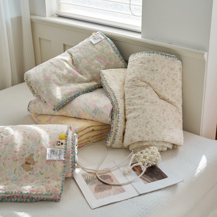 洋铭区（原狠狠爱） 2025新款贝壳彩边双层纱夏被被子被芯 组合