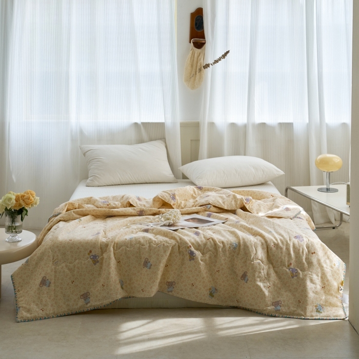 洋铭区（原狠狠爱） 2025新款贝壳彩边双层纱夏被被子被芯 欢乐小象