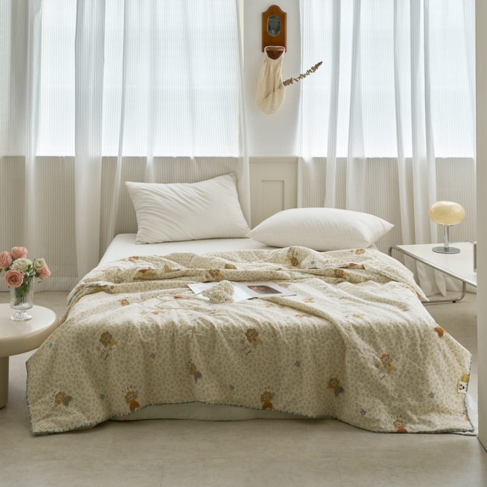 洋铭区（原狠狠爱） 2025新款贝壳彩边双层纱夏被被子被芯 萌宠小狮子