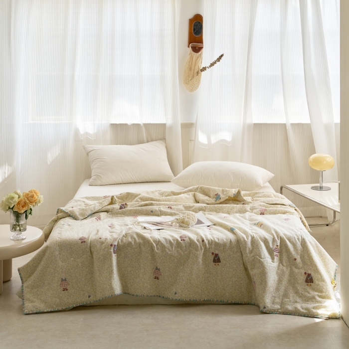 洋铭区（原狠狠爱） 2025新款贝壳彩边双层纱夏被被子被芯 裙子小兔