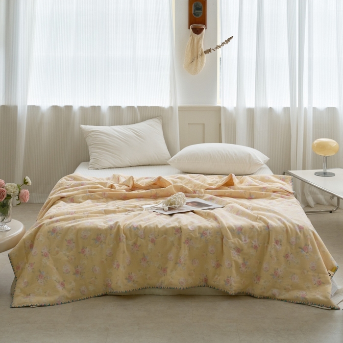洋铭区（原狠狠爱） 2025新款贝壳彩边双层纱夏被被子被芯 莫奈庄园