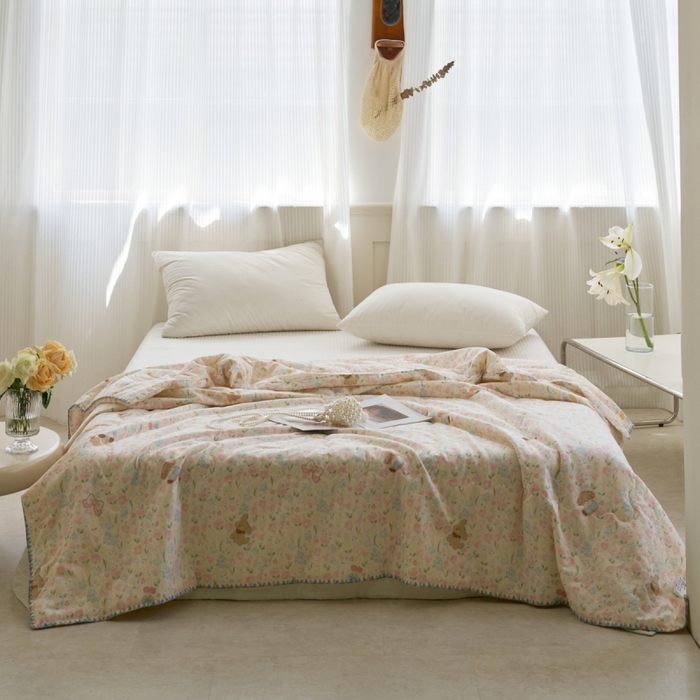 洋铭区（原狠狠爱） 2025新款贝壳彩边双层纱夏被被子被芯 花花狗