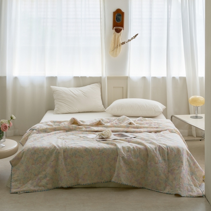 洋铭区（原狠狠爱） 2025新款贝壳彩边双层纱夏被被子被芯 花开浪漫