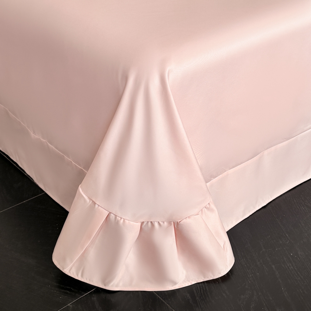 91家纺网 家纺一手货源 找家纺 米彩家纺 2025新款A类水洗真丝亮光浮雕洛丽塔夏被夏凉被空调被四件套 粉玉