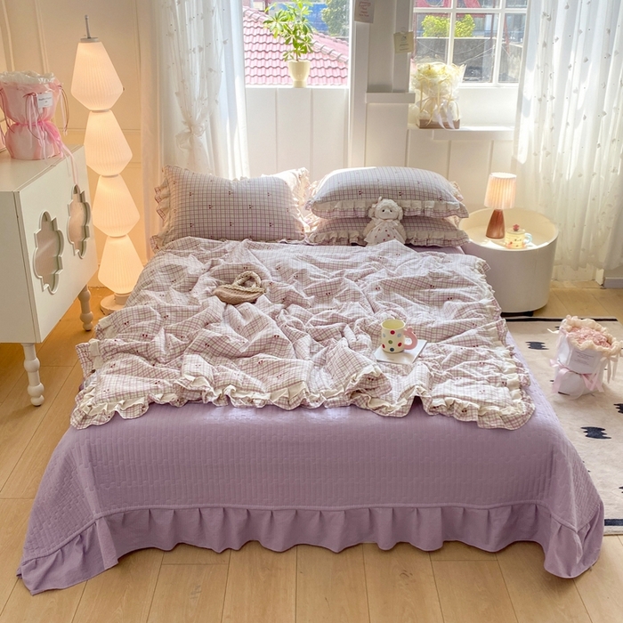 91家纺网 家纺一手货源 找家纺 （总）富之航家纺 2025直播爆款公主风床盖夏被四件套