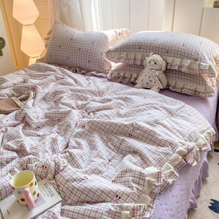 91家纺网 家纺一手货源 找家纺 （总）富之航家纺 2025直播爆款公主风床盖夏被四件套