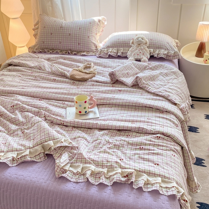 91家纺网 家纺一手货源 找家纺 （总）富之航家纺 2025直播爆款公主风床盖夏被四件套