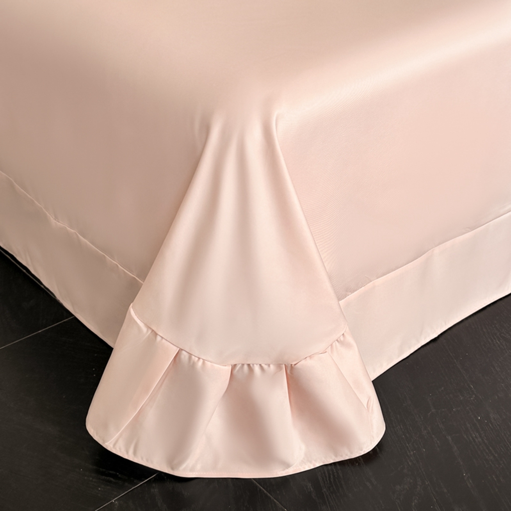 91家纺网 家纺一手货源 找家纺 米彩家纺 2025新款A类水洗真丝亮光浮雕洛丽塔夏被夏凉被空调被四件套 金香槟